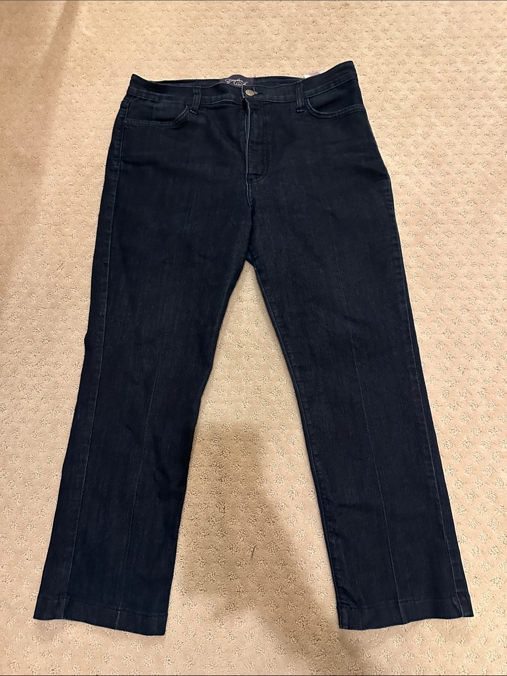 NYDJ Straight-Leg Jeans in Dark Indigo.  Petite 14